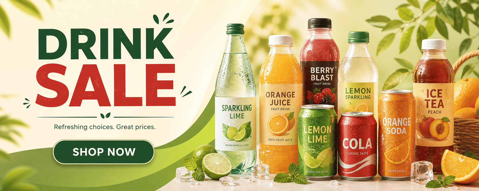 Raza Supermarket drinks sale banner