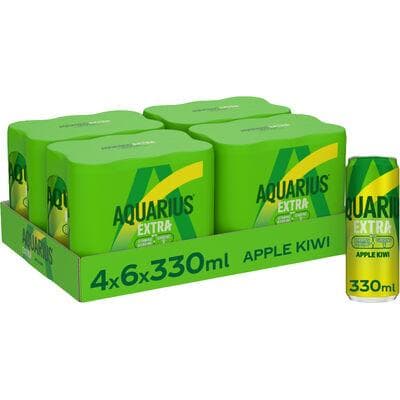 AQUARIUS EXTRA APPLE KIWI SLEEK CANS 33CL 6-PACK