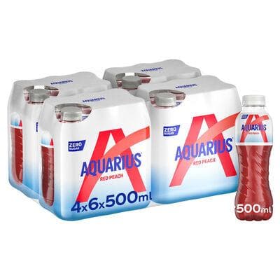 AQUARIUS RED PEACH ZERO PET 50CL 6-PACK