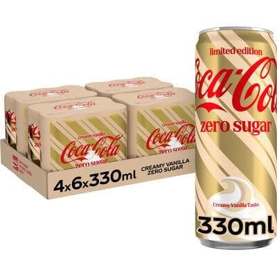 COCA COLA CREAMY VANILLA ZERO SUGAR SLEEK CANS 33CL 6-PACK